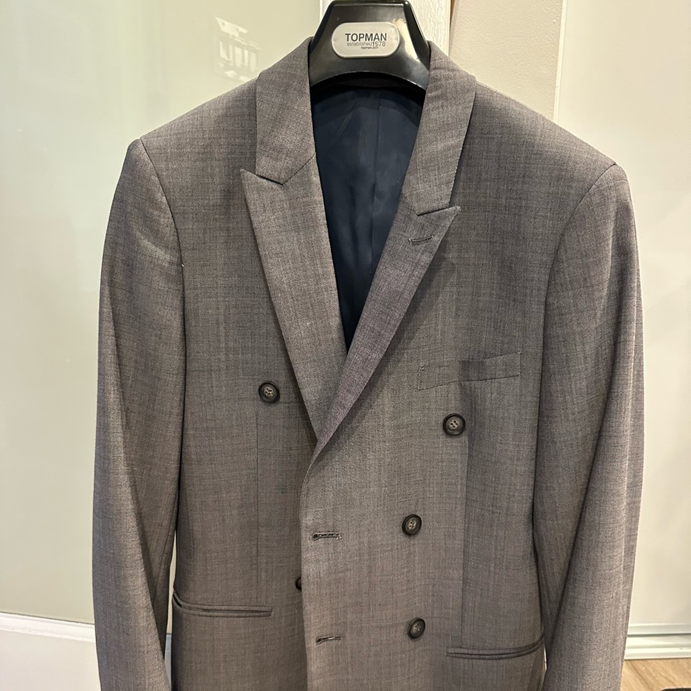 Topman grey double breasted blazer